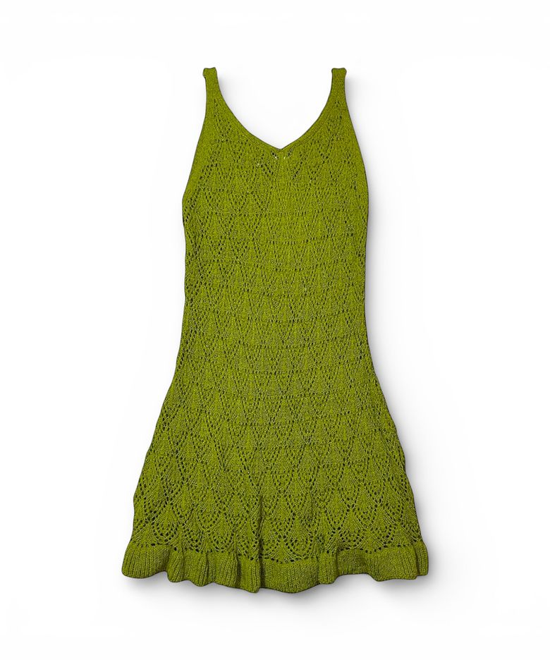 Crochet Knit Dress (Green)