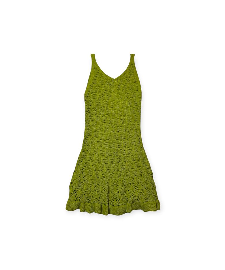 Crochet Knit Dress (Green)
