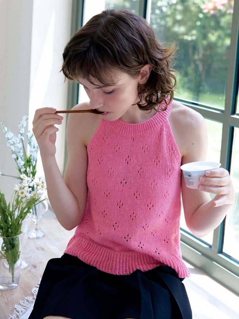 adorable sleeveless knit_pink