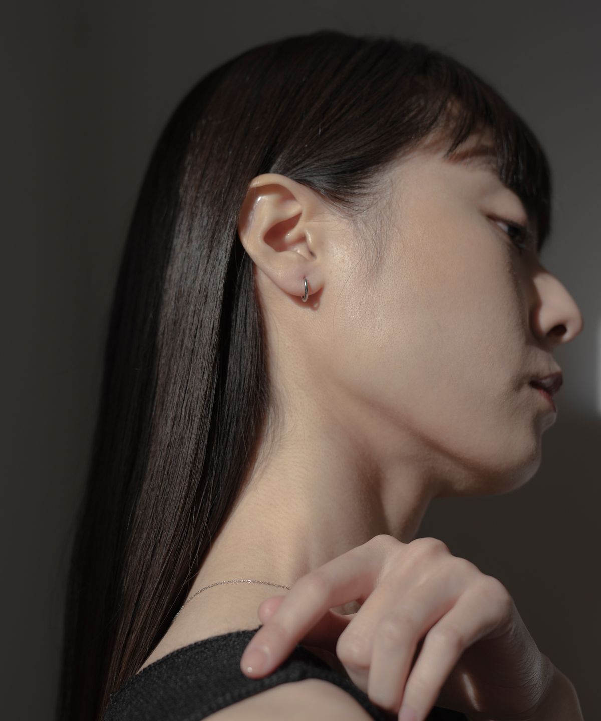 노비스도쿄(NOVICE TOKYO) 얇은 힌지 후프 피어스 Hinged Thin Hoop Pierce [Stainless] (3 Size) / Silver