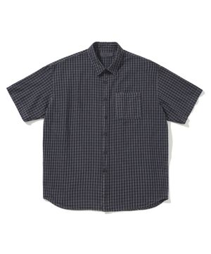 ATWELL GARMENT DYED BLUE CHECK HALF SLEEVE SHIRT #1