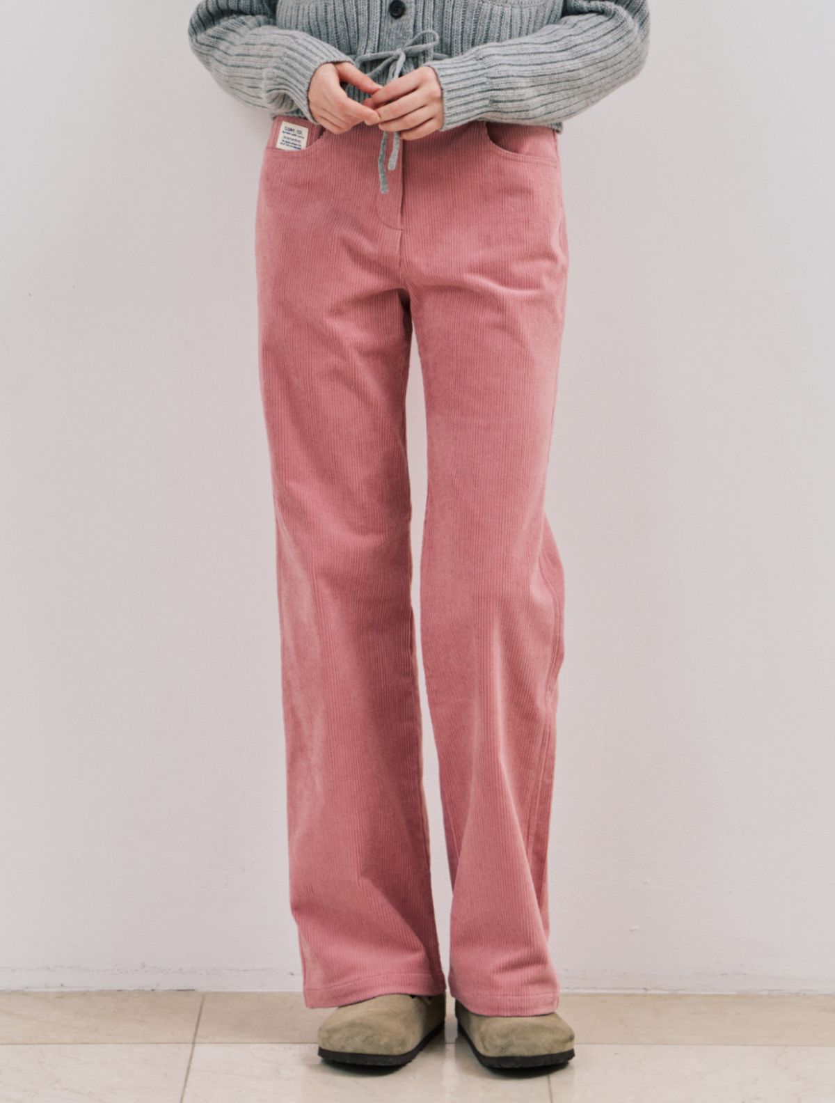 클루니(CLUNY) 8-Wale Straight Corduroy Pants - pink