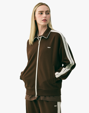 미니멀 자카드 테잎 트랙 탑 브라운