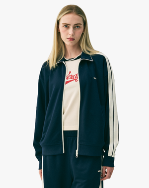 미니멀 자카드 테잎 트랙 탑 네이비