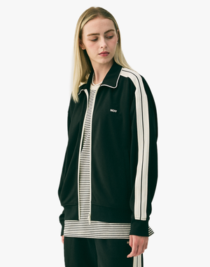 미니멀 자카드 테잎 트랙 탑 블랙