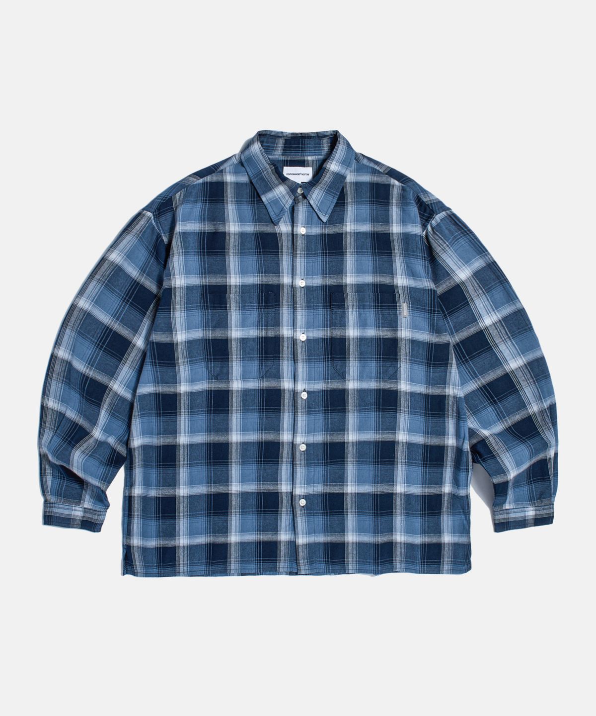 에스피오나지(ESPIONAGE) Multi Plaid 2Pocket Shirt Navy