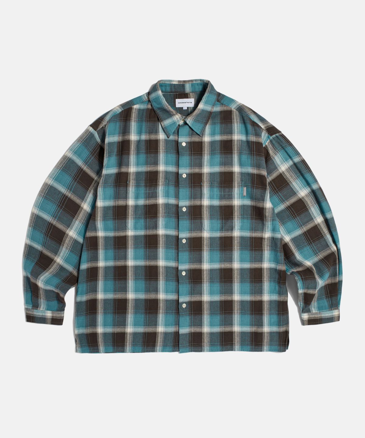 에스피오나지(ESPIONAGE) Multi Plaid 2Pocket Shirt Blue