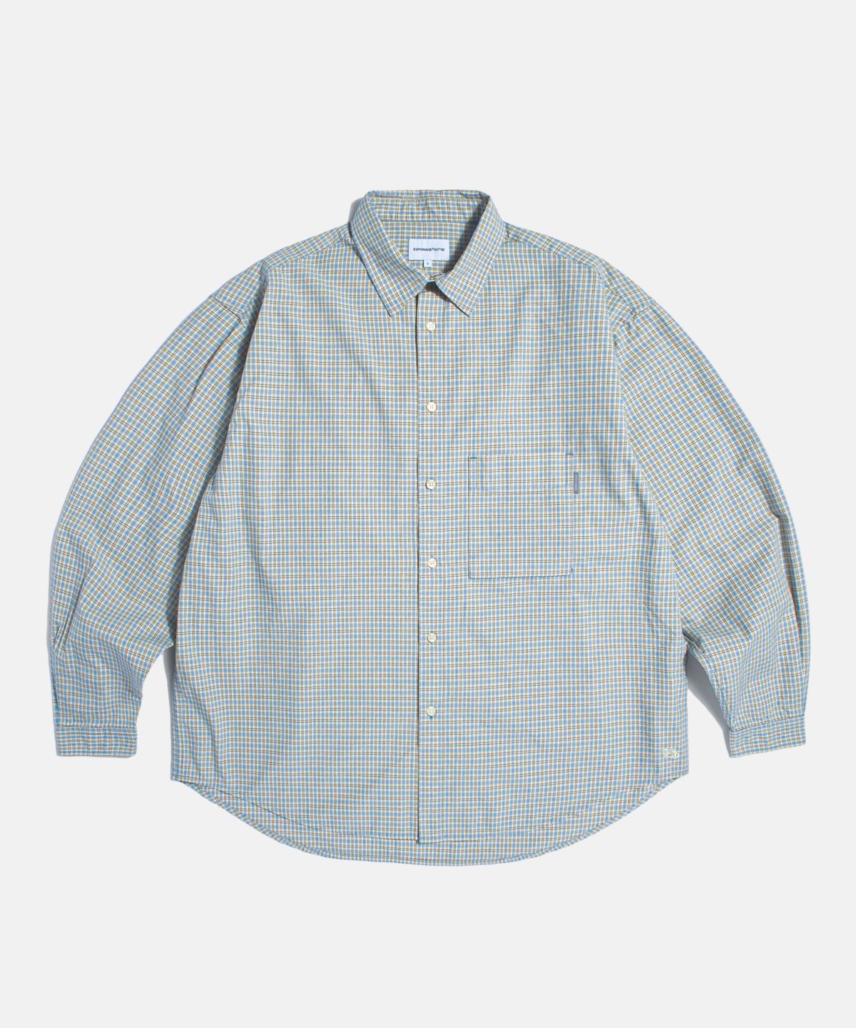 에스피오나지(ESPIONAGE) Grandpa Check Comfy Shirt Blue