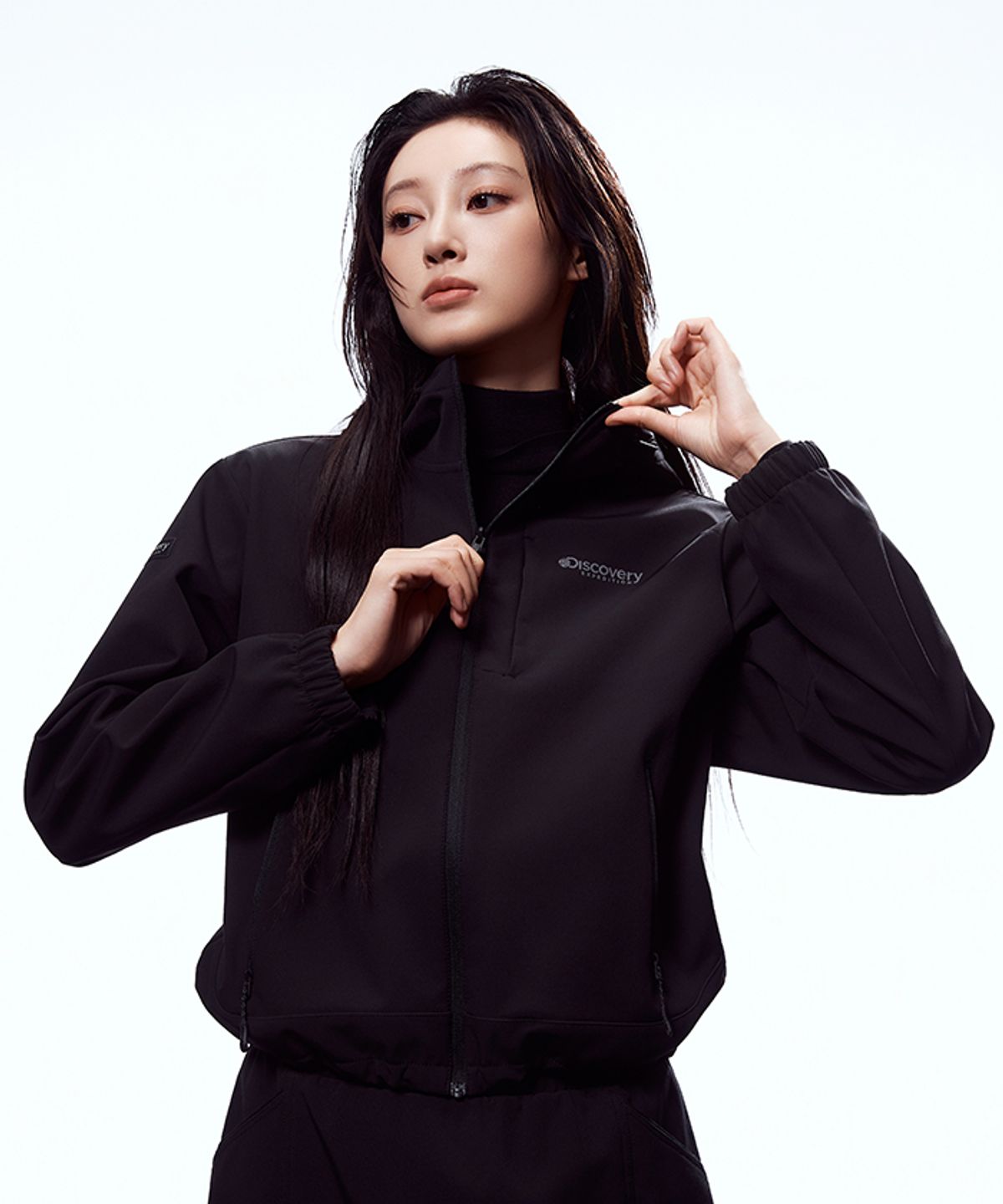 디스커버리 익스페디션(DISCOVERY EXPEDITION) 여성 3LAYER 본딩 트레이닝 자켓 (BLACK)