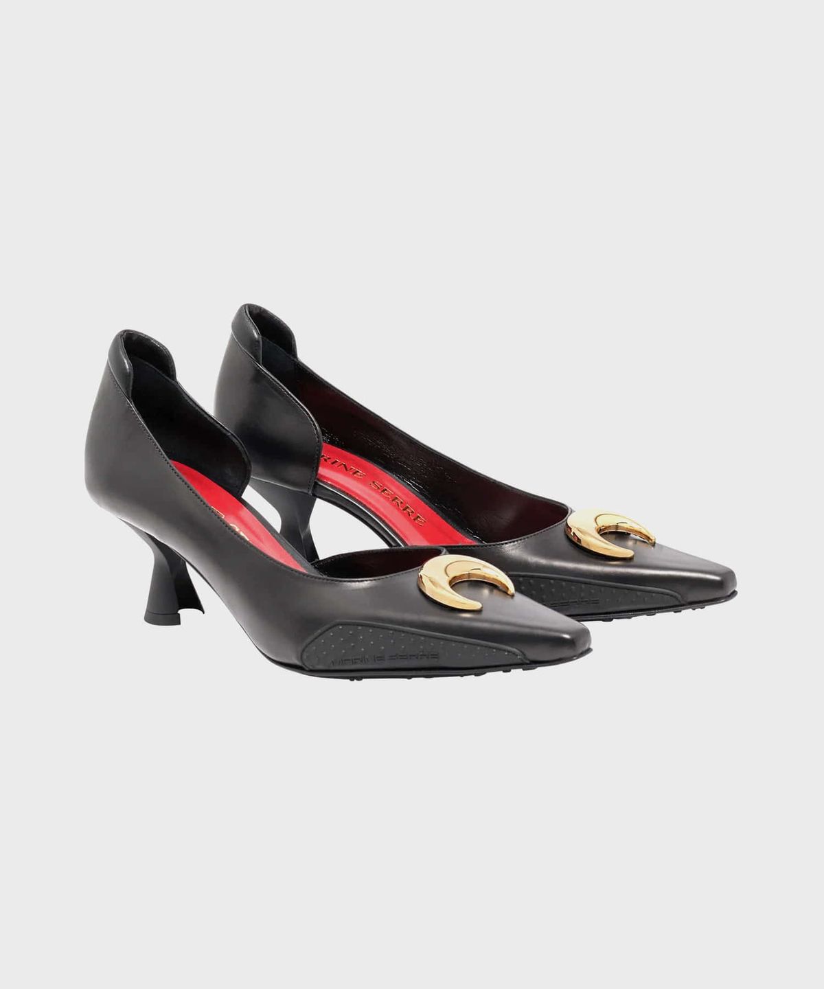 마린 세르(MARINE SERRE) (W) 스무스 레더 MS 펌프스 힐 블랙 SMOOTH LEATHER MS PUMP BK99 BLACK