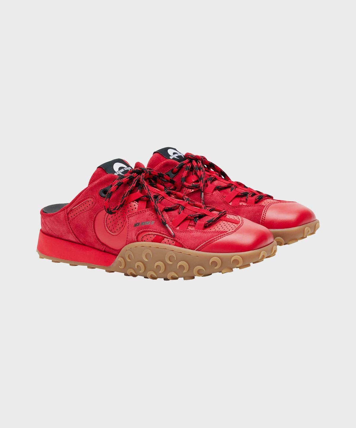 마린 세르(MARINE SERRE) (W) 스웨이드 레더 MS 라이즈 타이코 뮬 레드 SUEDE LEATHER MS RISE TYKO MULE RD10 RED