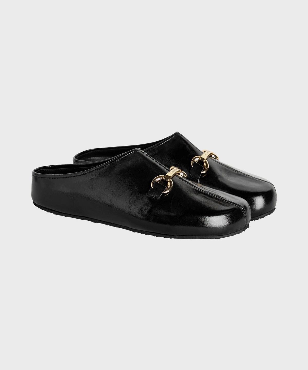 마린 세르(MARINE SERRE) (W) 스무스 레더 MS 슬립 블랙 SMOOTH LEATHER MS SLIP BK99 BLACK
