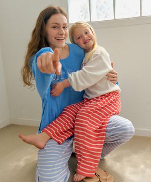 밀키 스트라이프 테리 팬츠_리빙코랄