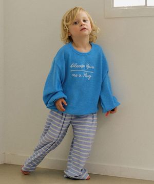 밀키 스트라이프 테리 팬츠_밀크블루