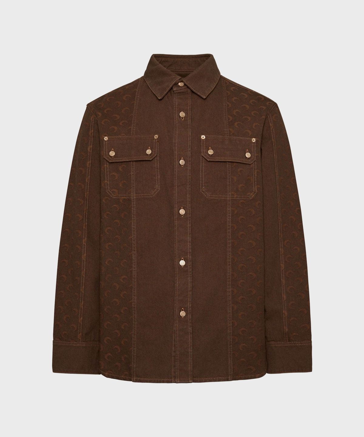 마린 세르(MARINE SERRE) (U) 문 자카드 트윌 오버셔츠 딥 브라운 MOON JACQUARD TWILL OVERSHIRT BR40 DEEP BROWN