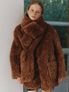 [SET] Muffler + Fur Half Coat - brown