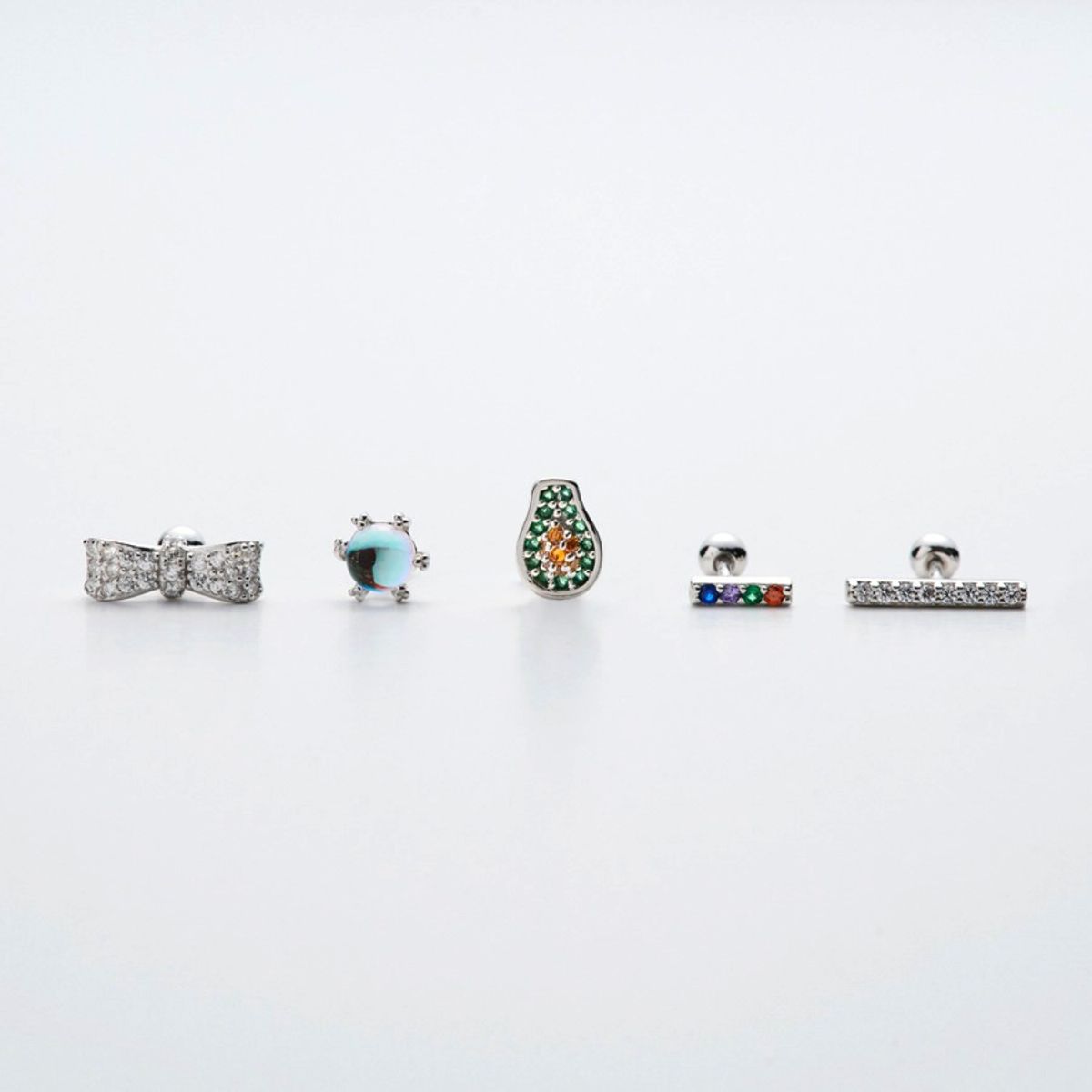 리에르시(LIERSI) 아보카도 리본 피어싱 (2ea 1set)