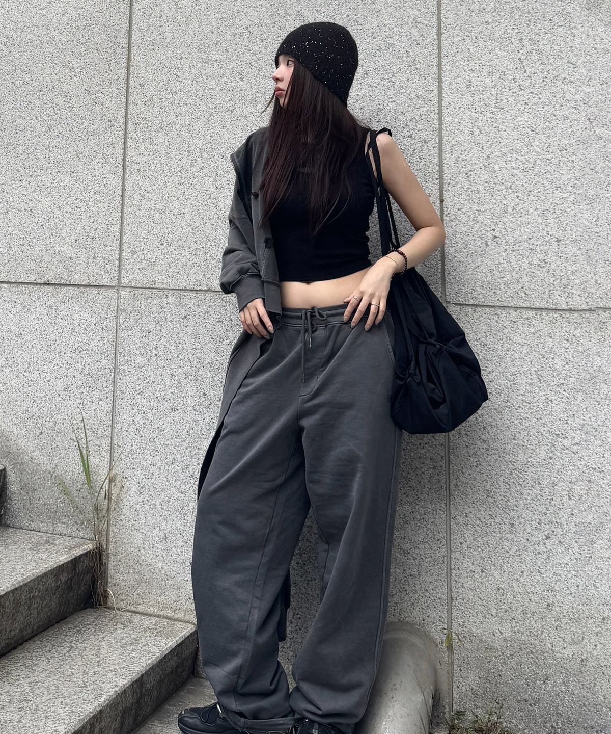 리(LEE) 다이드 라벨 스웻 팬츠 피그먼트 챠콜