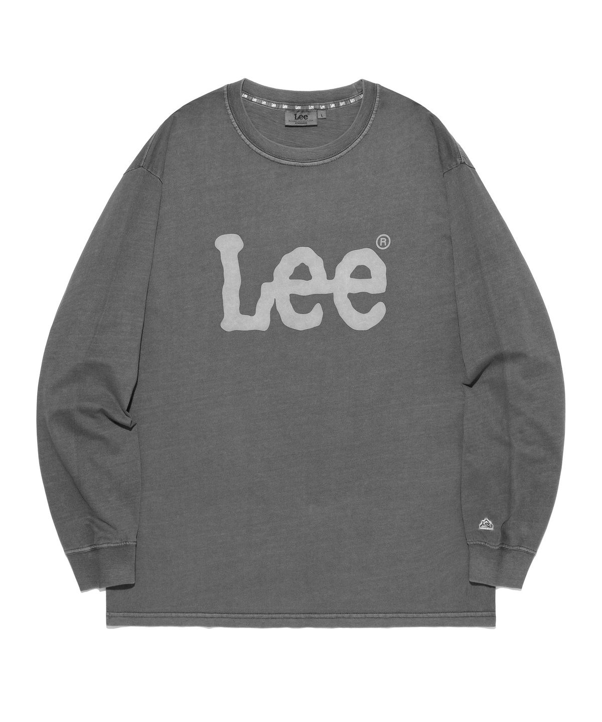 리(LEE) 빅 트위치 로고 다잉 긴팔 티셔츠 피그먼트 챠콜