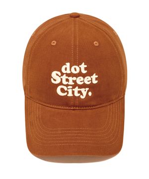 DOT 워싱 자수 볼캡-연브라운