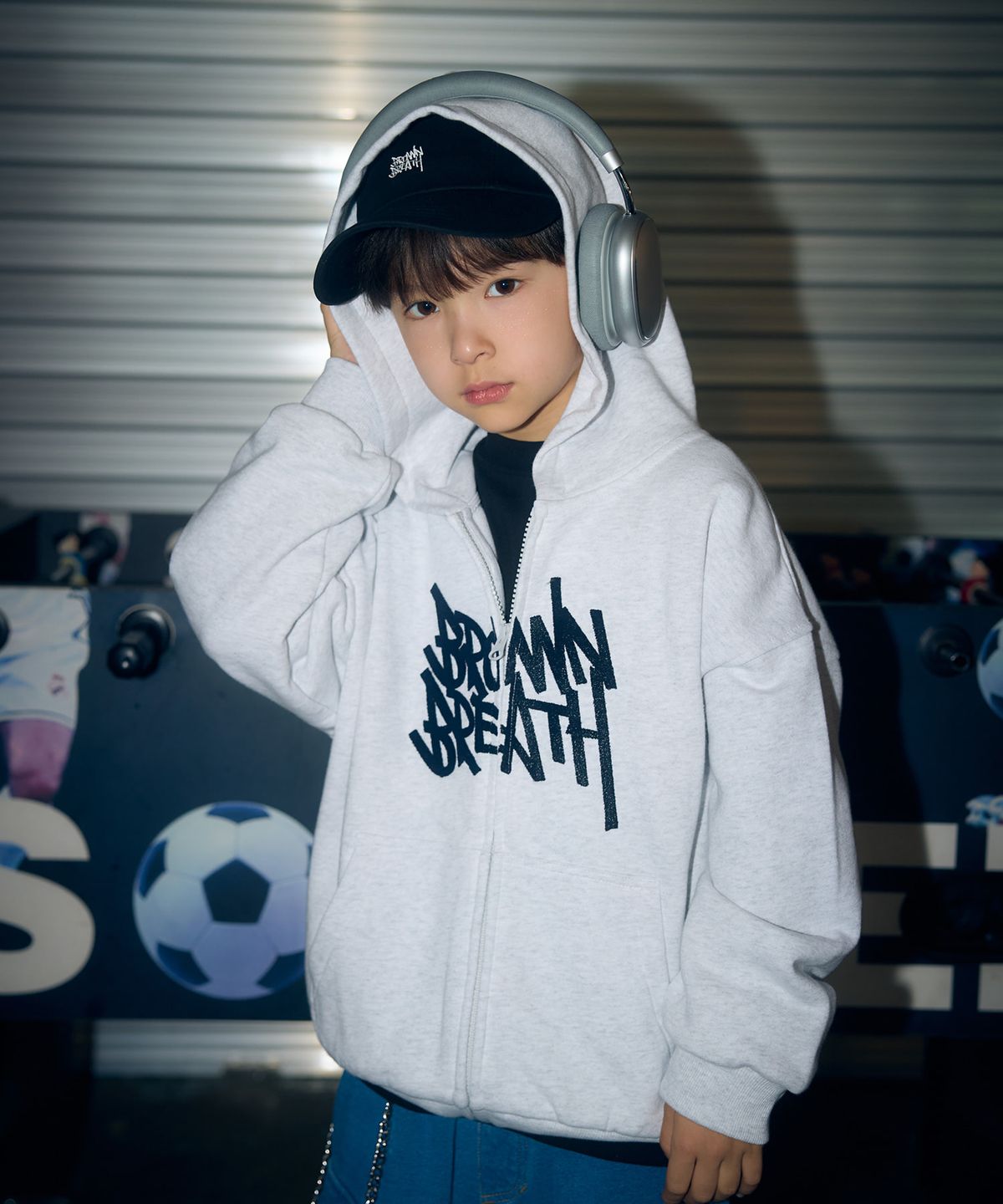 브라운브레스 키즈(BROWNBREATH KIDS) KIDS TAG HOOD ZIP UP - ASH