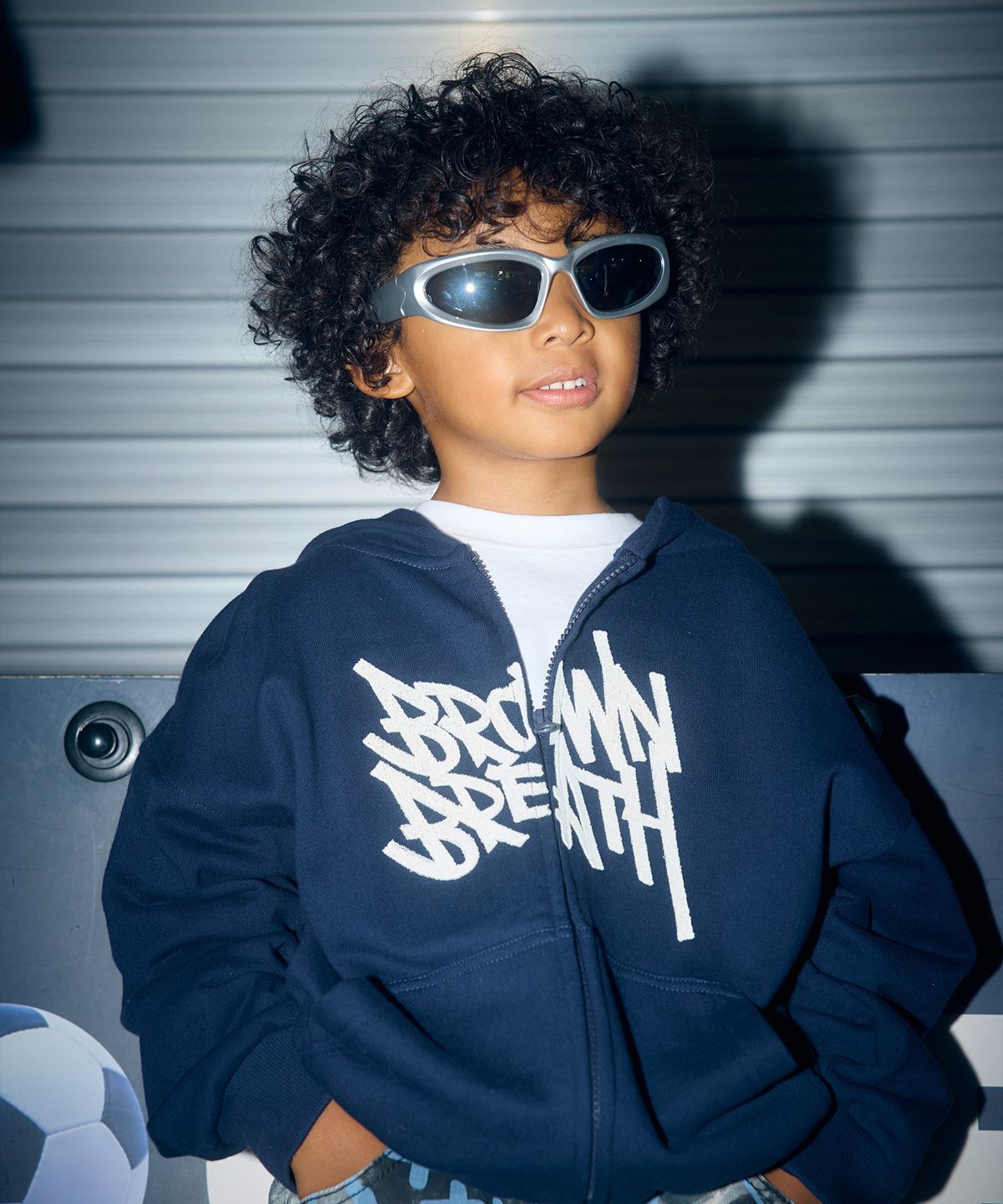브라운브레스 키즈(BROWNBREATH KIDS) KIDS TAG HOOD ZIP UP - NAVY