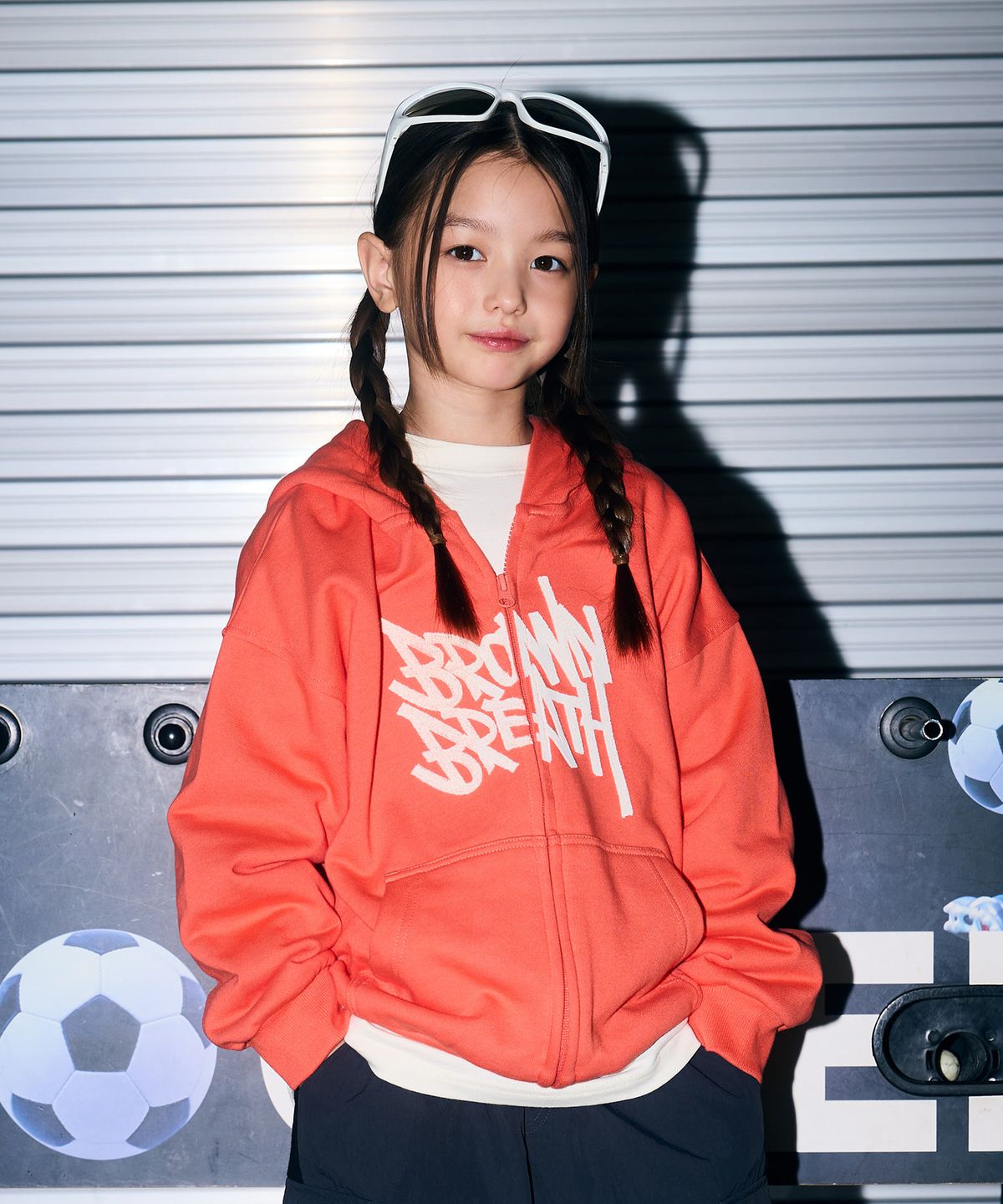 브라운브레스 키즈(BROWNBREATH KIDS) KIDS TAG HOOD ZIP UP - ORANGE