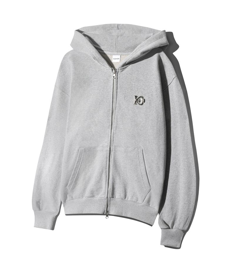 (기모/논기모) KISHOR 25ss METAL LOGO HOOD ZIP-UP (2 COLOR)
