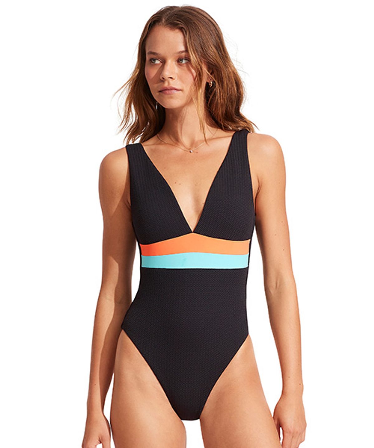 씨폴리(SEAFOLLY) SPLICED 딥 브이 넥 원피스(11067-990)