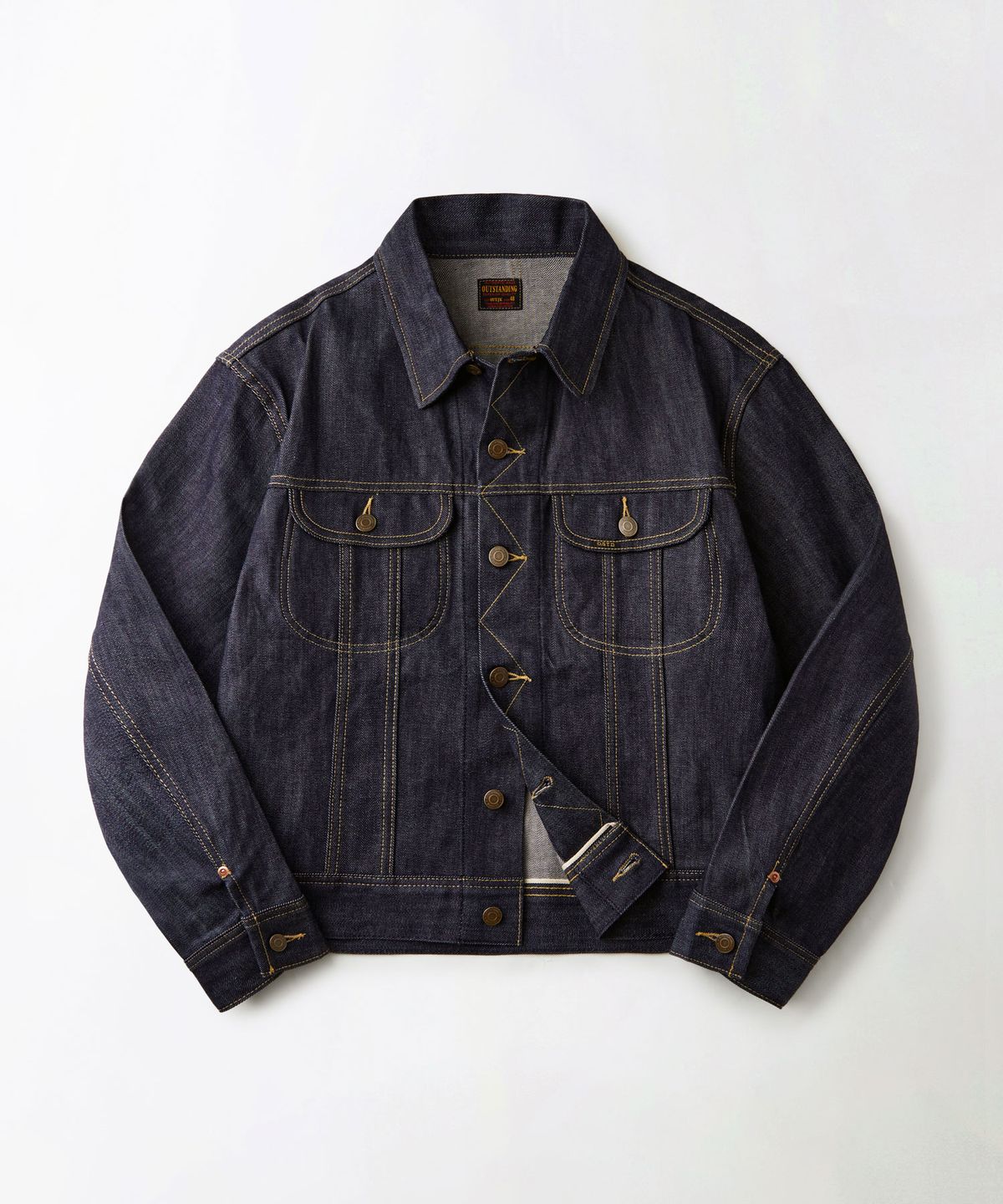 아웃스탠딩(OUTSTANDING) 50S WESTERN RIDER SELVEDGE JACKET_INDIGO