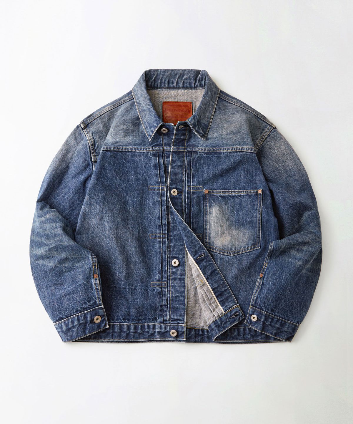 아웃스탠딩(OUTSTANDING) W.W. II SELVEDGE DENIM 1ST JACKET_MEDIUM BLUE