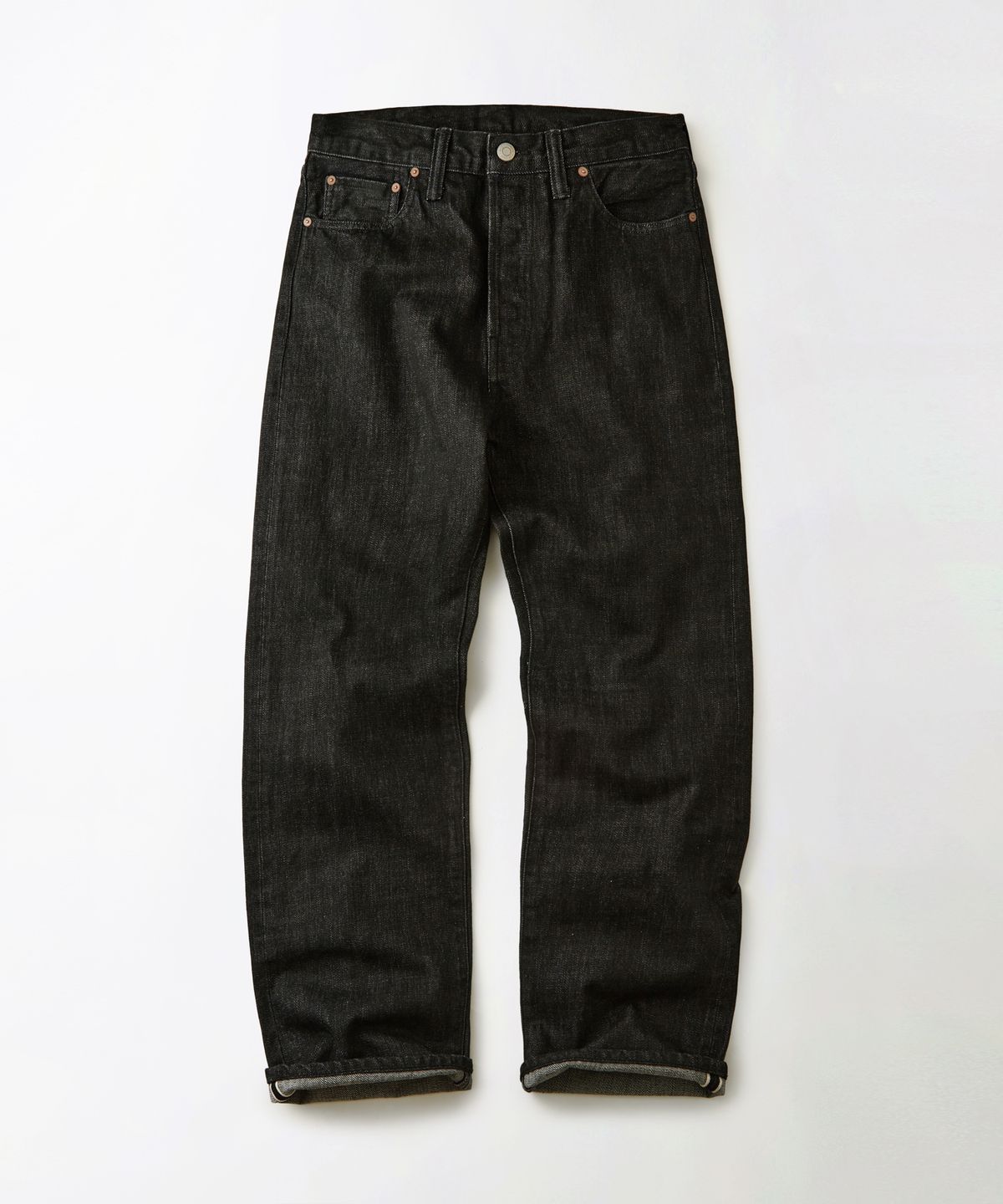 아웃스탠딩(OUTSTANDING) 40S SELVEDGE STRAIGHT PANTS_BLACK