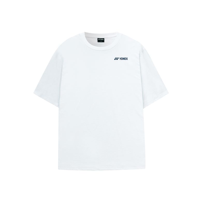 253TS039U 화이트 남녀공용 코트 라인 그래픽 반팔 티셔츠