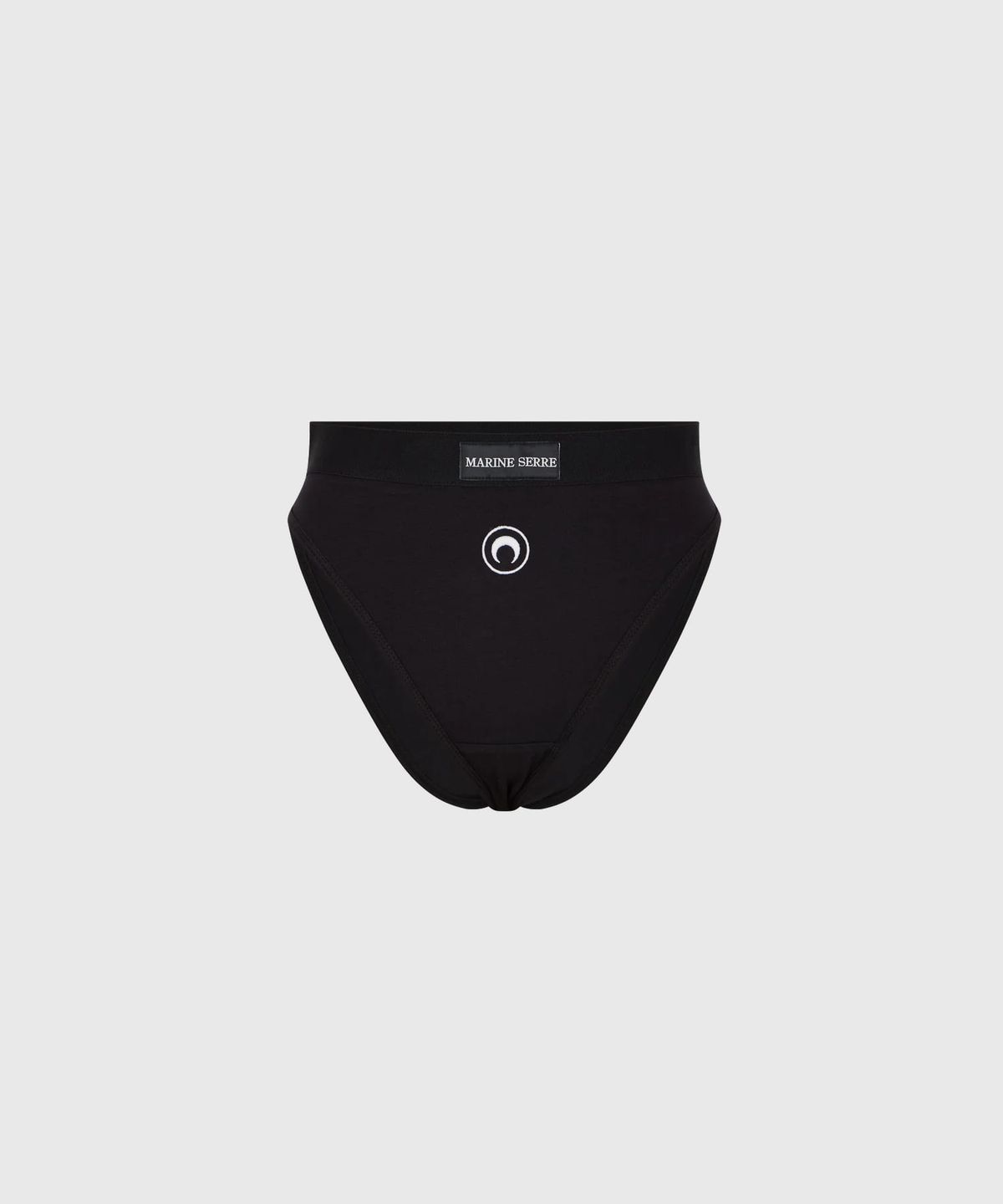 마린 세르(MARINE SERRE) (W) 문 로고 스트레치드 저지 하이 웨스트 브리프 블랙 MOON LOGO STRETCHED JERSEY HIGH-WAIST BRIEF BK99 BLACK