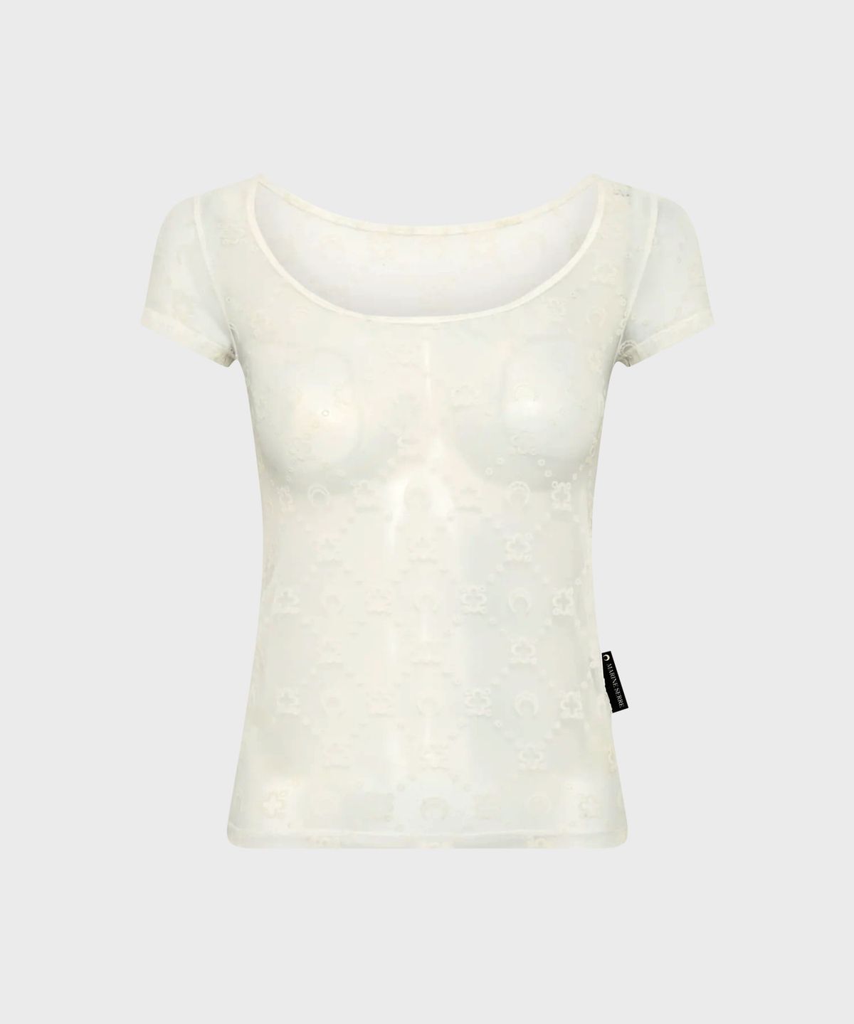 마린 세르(MARINE SERRE) (W) 리사이클드 메쉬 플록 오픈 넥 탑 화이트 RECYCLED MESH FLOCK OPEN NECK TOP WH20 OFF WHITE
