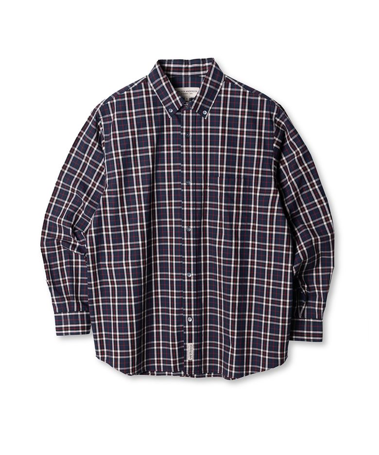 Button-Down Check Washed Shirt (Blue)