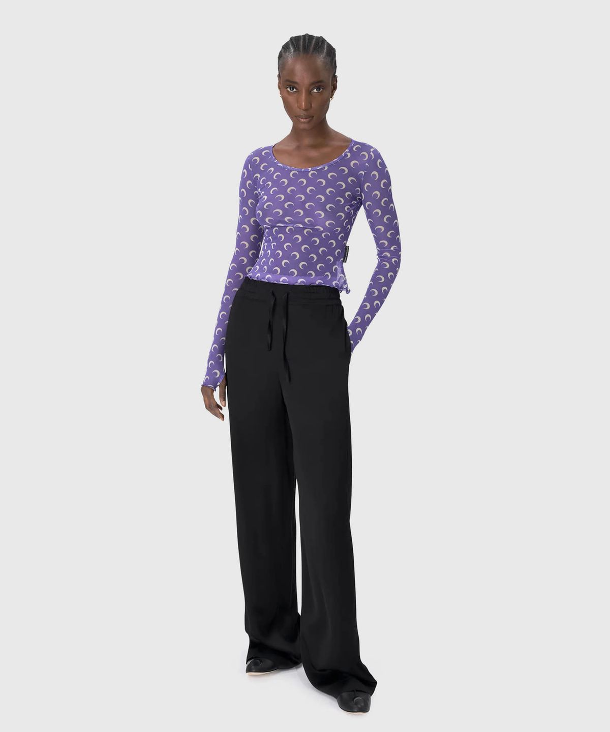 마린 세르(MARINE SERRE) (W) 리사이클드 문 메쉬 크롭 탑 라벤더 RECYCLED MOON MESH SS CROPPED TOP PU20 LAVENDER
