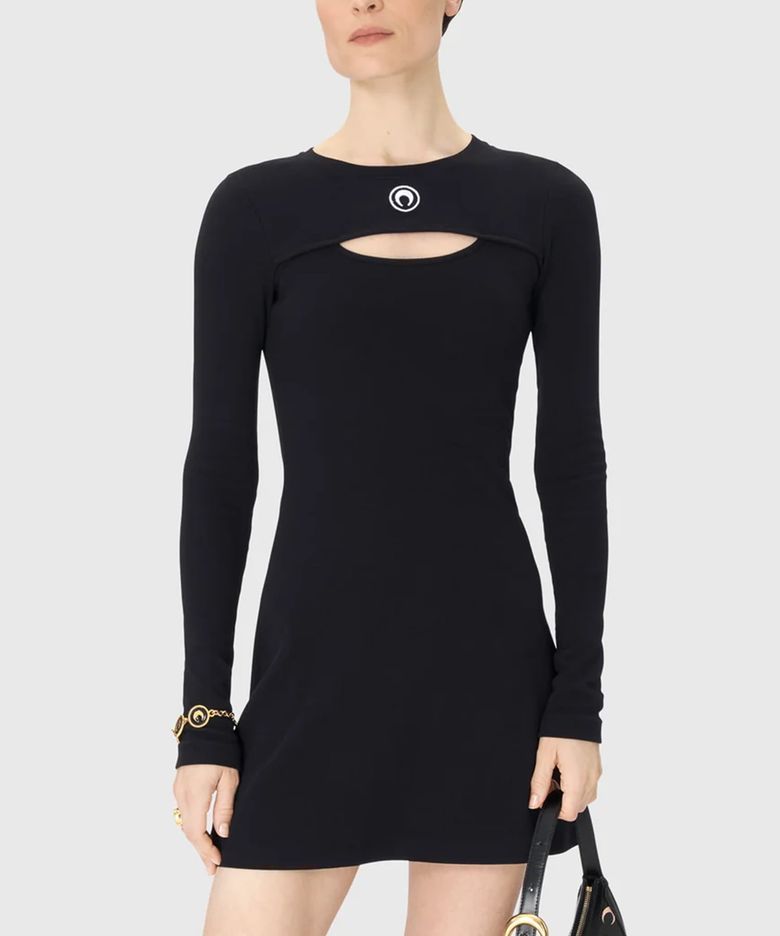 (W) 문 로고 립 저지 미니 드레스 블랙 MOON LOGO RIBBED JERSEY MINI DRESS BK99 BLACK