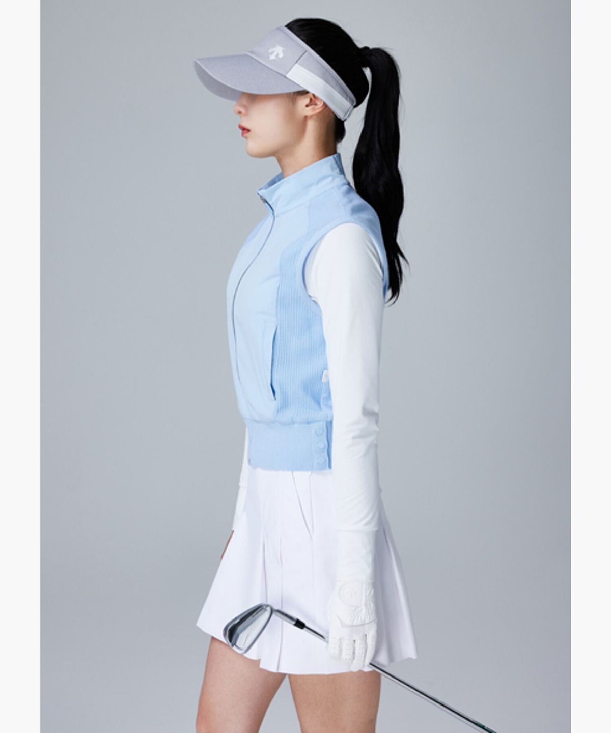 데상트 골프(DESCENTE GOLF) 여성 사일런스블락 우븐 하이브리드 집업 베스트 (DQ32WFKV8A)