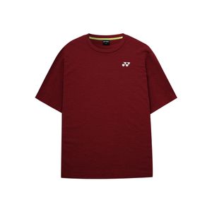 253TS054U 버건디 남녀공용 라인아트 그래픽 반팔 티셔츠