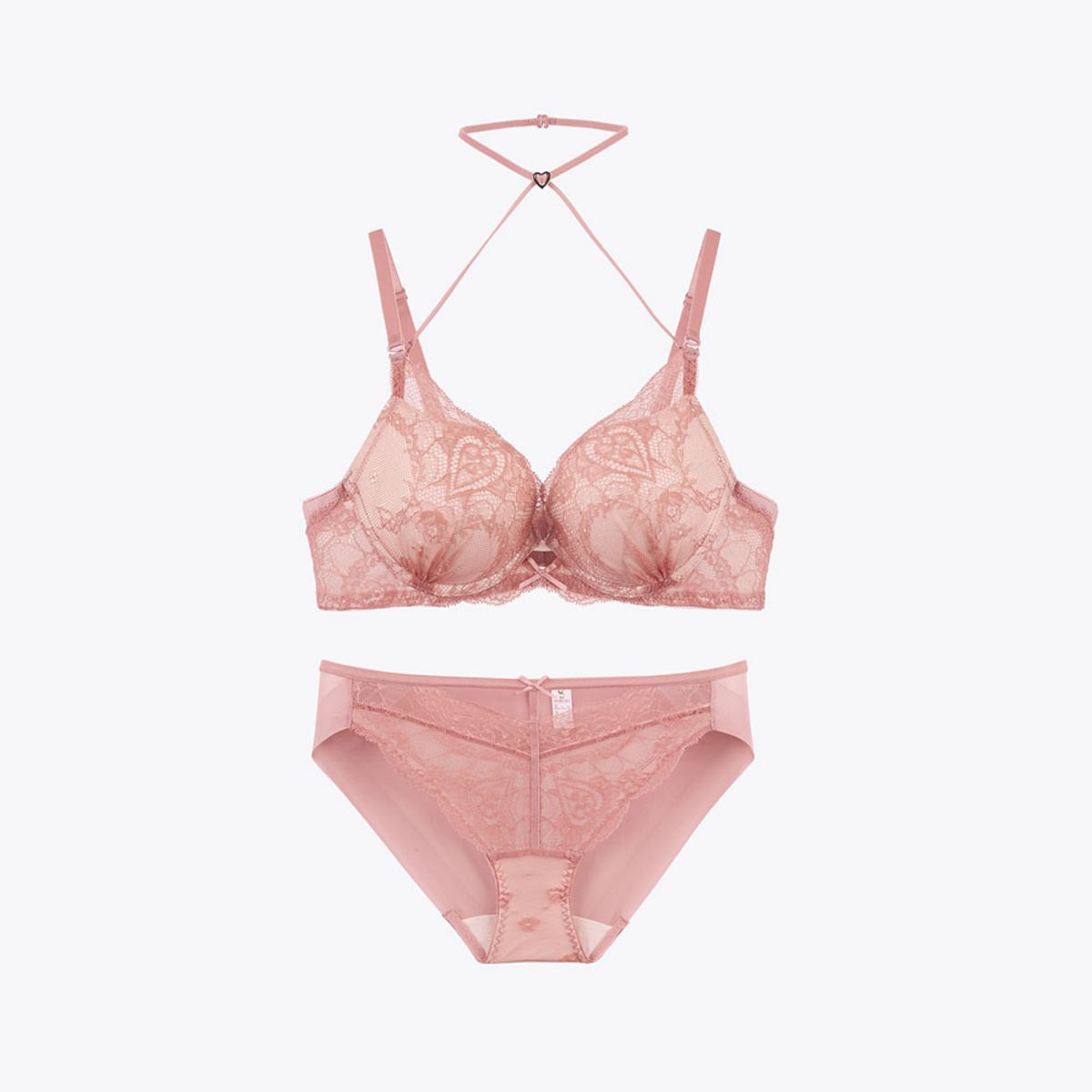 섹시쿠키(SEXY COOKIE) 러블리 소프트 볼륨업 브라 / 헴팬티 세트_코랄