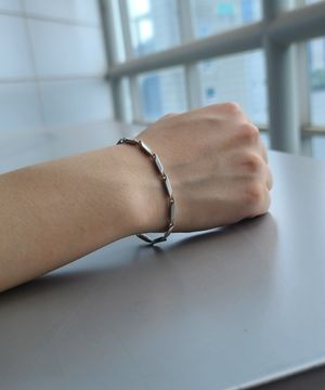 써지컬 스틸 대나무 체인 팔찌 문구각인