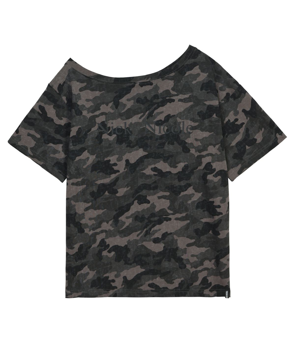닉앤니콜(NICK&NICOLE) NICOLE CAMO ONE SHOULDER TOP_BLACK
