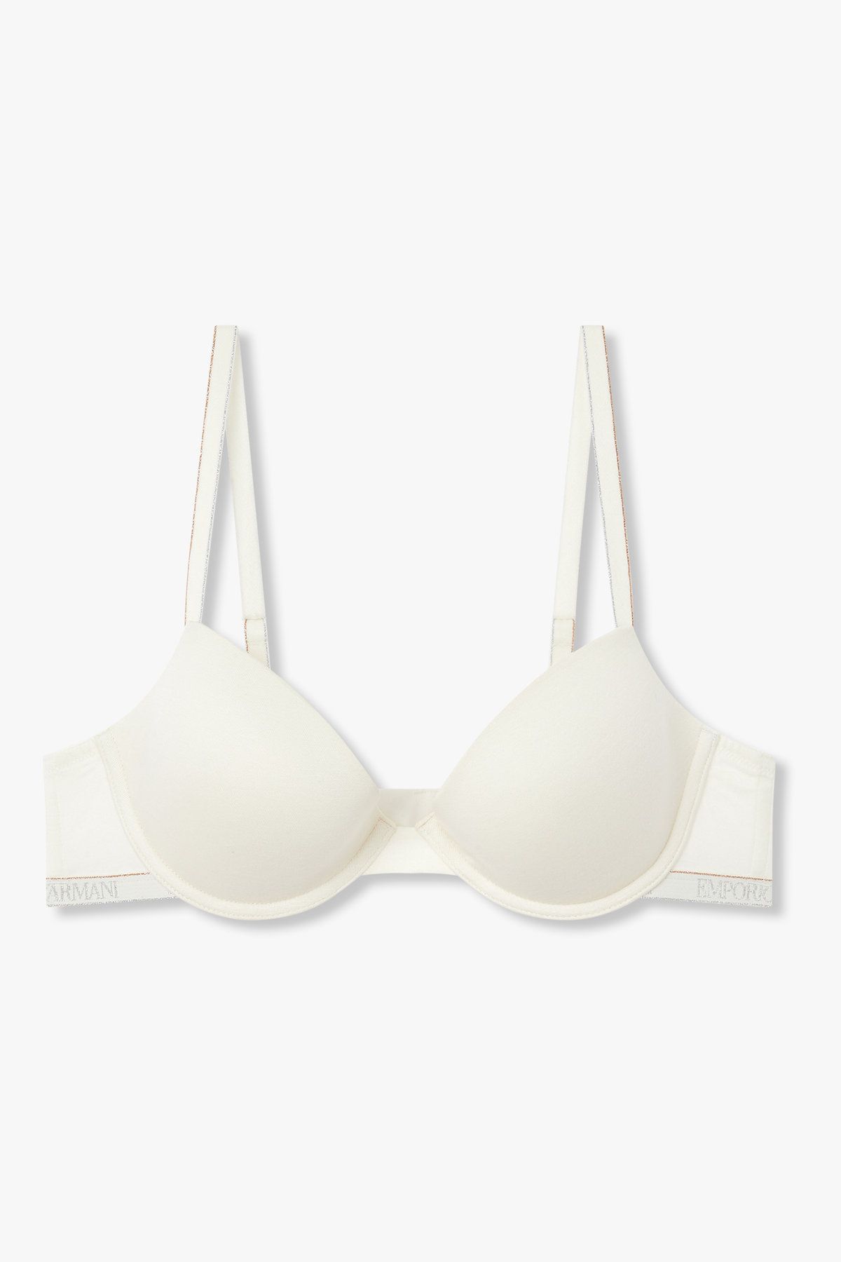 엠포리오 아르마니 언더웨어(EMPORIO ARMANI UNDERWEAR) 여성 메탈릭 밴딩 리무버블 푸쉬업 브라_화이트 0825385504