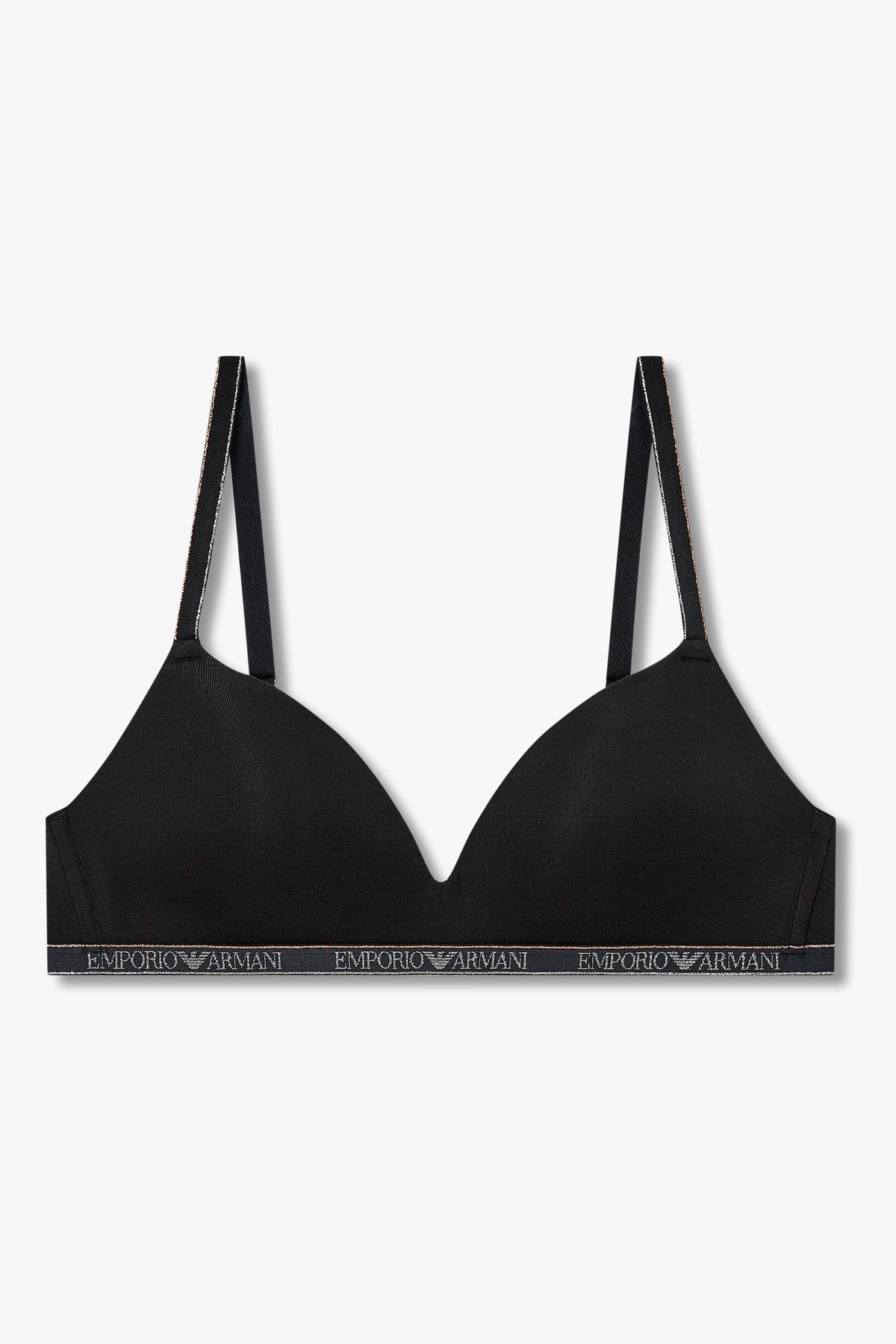 엠포리오 아르마니 언더웨어(EMPORIO ARMANI UNDERWEAR) 여성 메탈릭 밴딩 패디드 트라이앵글 브라_블랙 0825381507