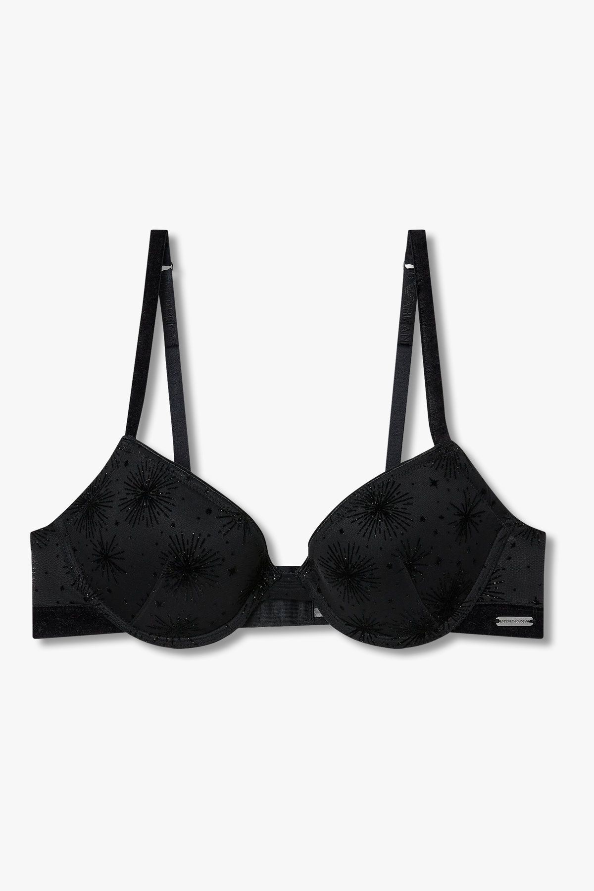 엠포리오 아르마니 언더웨어(EMPORIO ARMANI UNDERWEAR) 여성 플록 패턴 시스루 푸쉬업 브라_블랙 0825385531