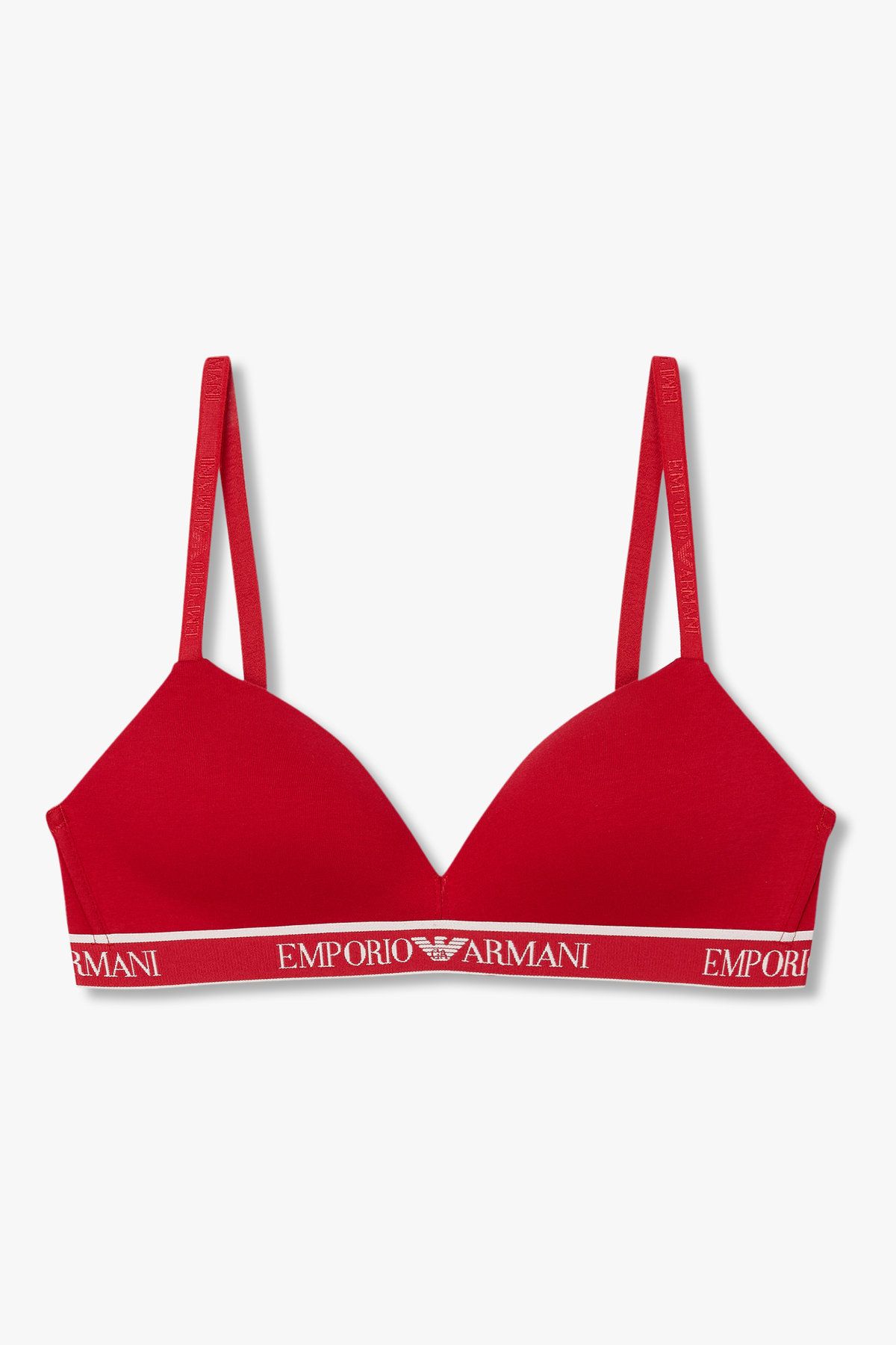 엠포리오 아르마니 언더웨어(EMPORIO ARMANI UNDERWEAR) 여성 리피트 로고 패디드 트라이앵글 브라_레드 0825381546