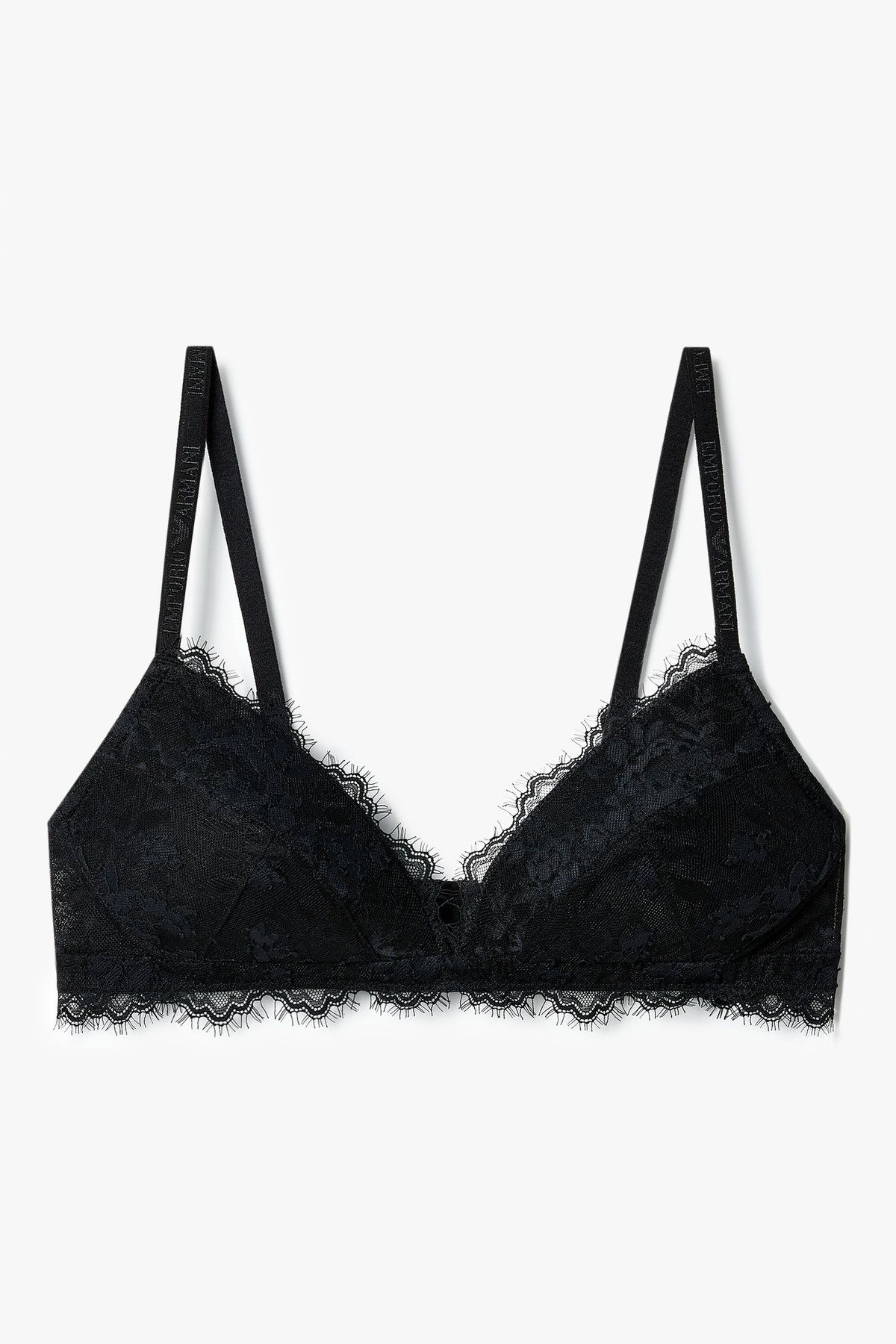엠포리오 아르마니 언더웨어(EMPORIO ARMANI UNDERWEAR) 여성 플라워 자수 패디드 트라이앵글 브라_블랙 0825381527
