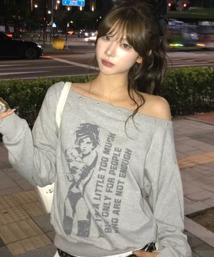 GT ONE SHOULDER SWEATSHIRT(GRAY)