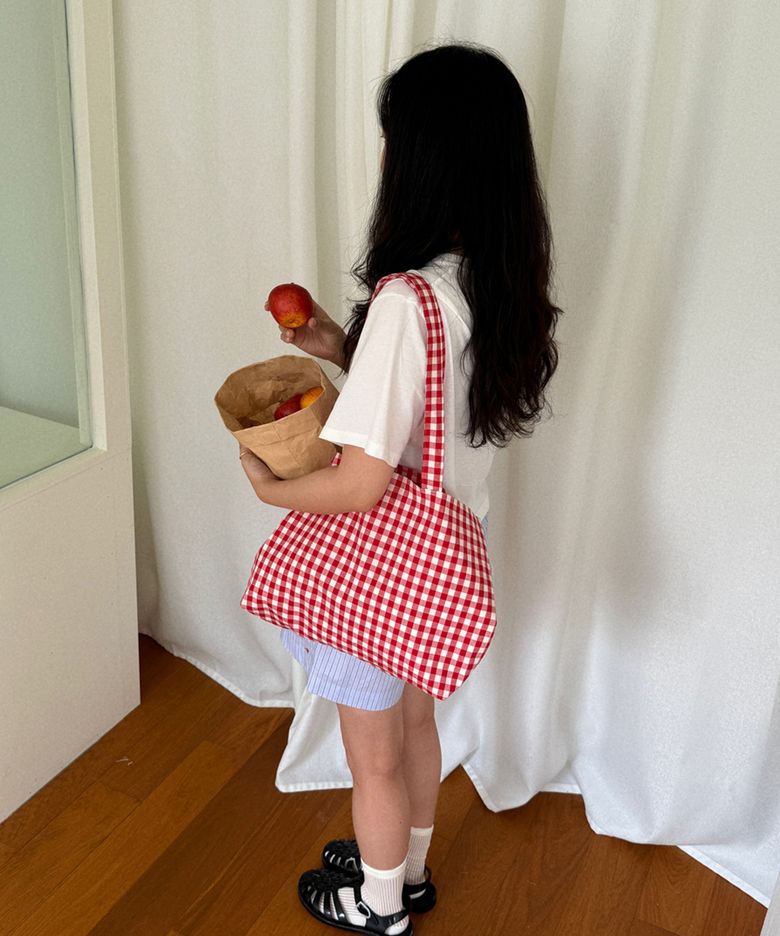 데일리 깅엄체크 에코백 [레드]